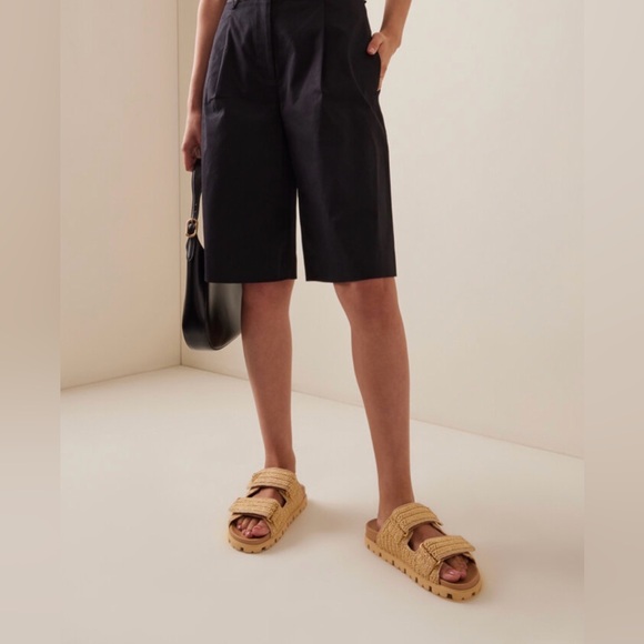 Prada Fussbett Raffia Double Band Tan Woven Slide Sandals - Picture 6 of 16